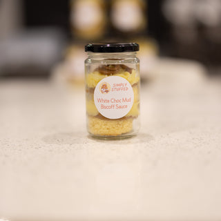 White Chocolate Mud Cake with Biscoff Sauce in a Jar