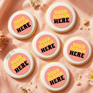 Custom printed edible image toppers on fondant-topped cookies