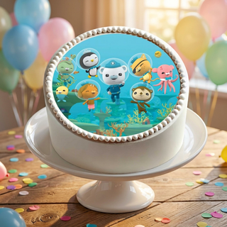 Octonauts Cake Topper shown on a cake at a birthday party