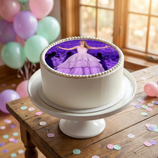 Taylor Swift Cake Topper shown on a cake at a birthday party