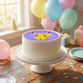 Pikachu Cake Topper shown on a cake at a birthday party