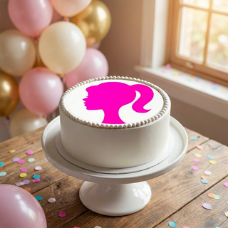 Barbie Cake Topper shown on a cake at a birthday party