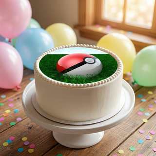 Pokemon Cake Topper shown on a cake at a birthday party