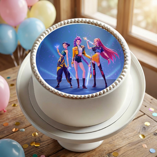 K-pop Demon Hunters Cake Topper shown on a cake at a birthday party
